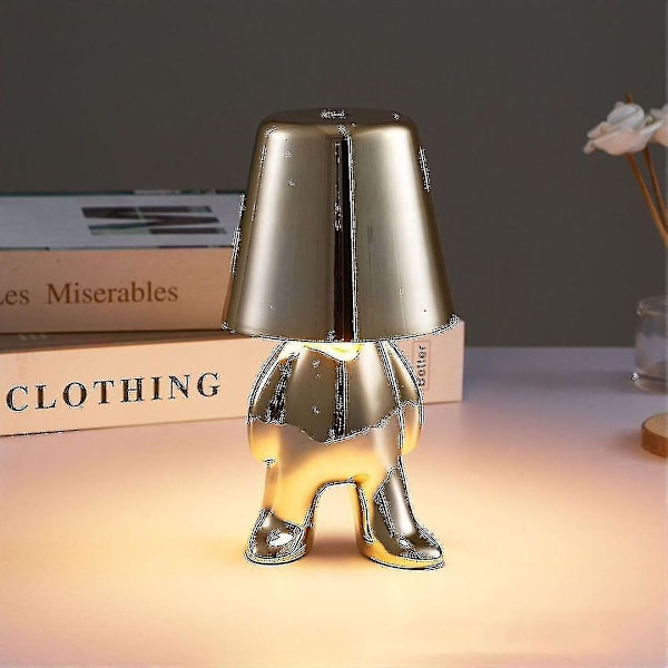 Sengside Touch Bordlampe, Gold Thinker Lampe Bordlampe Trådløs Genopladelig Bærbar Dekorativ Sengsidelampe Med USB-opladning A A silver