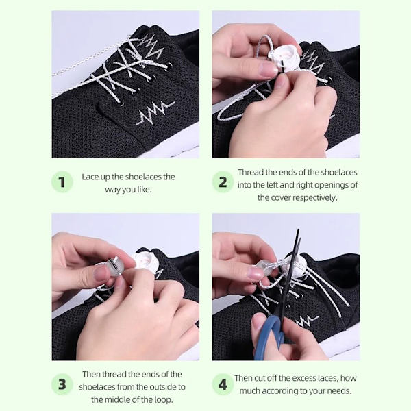 Automatisk spænde reb ingen slips snørebånd HVID SORT Dots HVID White black dots White black dots