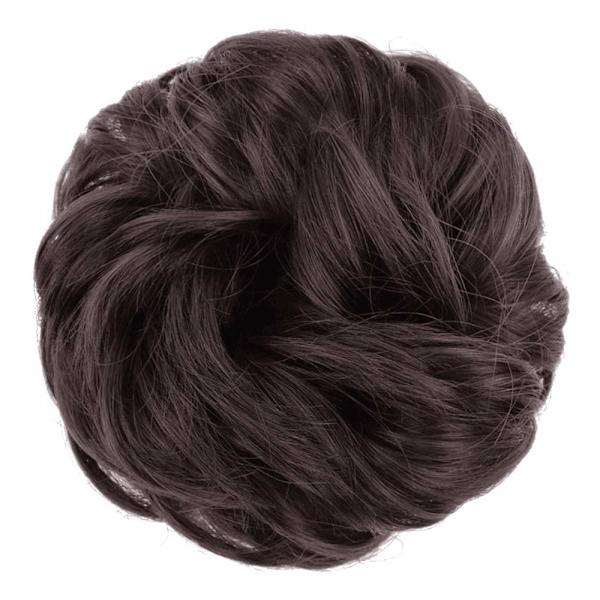 1 stk Messy Bun Hårextensjon Scrunchie Krøllete Bølget Messy Syntetisk Chignon for Kvinner Oppsett Hårtilbehør 6#-Dark Brown###