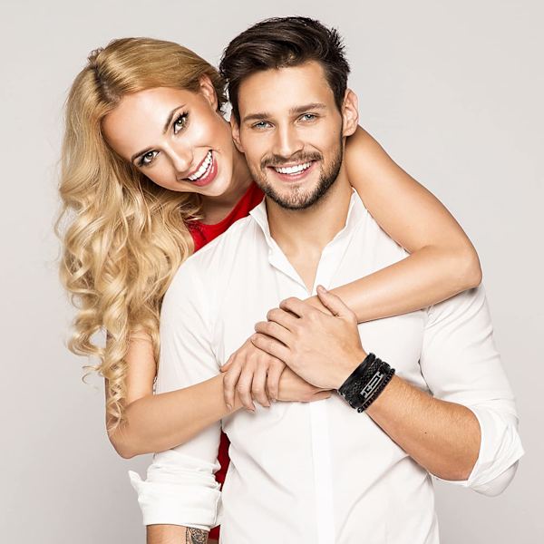 4 stk. sæt til mænd og kvinder kors charme sort brun bred armbånd flettet læder armbånd sæt