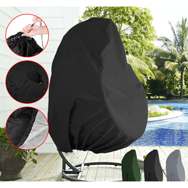 Hängmatteskydd Swing Chair Skyddande Överdrag 1 för Patio Ägg Gungstol Simstol Regn Överdrag Vattentät Andningsbar 190x115cm