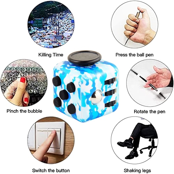 1. Blå Anti-Stress Fidget Toy Cube Anti Stress Toy Decompressio