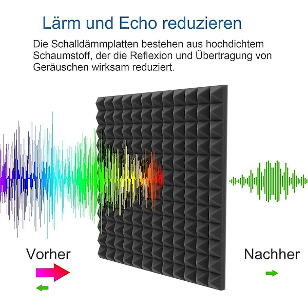 12-pack självhäftande akustisk skumpyramid ljudisolering ljudabsorberare för ljudstudio