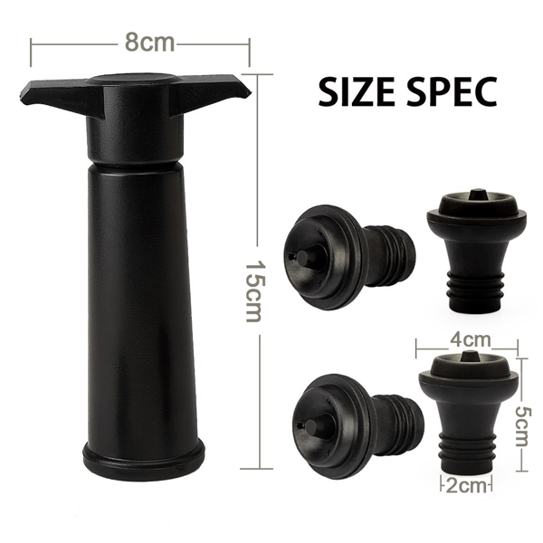 Vacu Vin Sort Pumpe med Vinprop - Holder vinen frisk [qb]