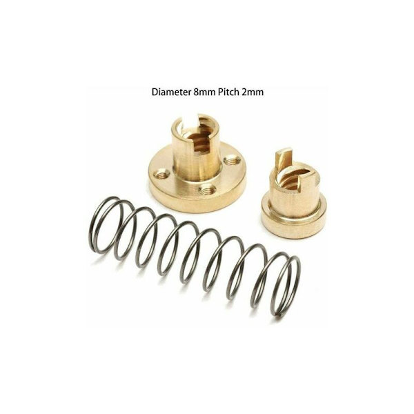 T8 Anti-Backlash Fjädermutter Eliminerad Delad Mutter för 3D-skrivare CNC-maskin 8mm Acme gängstång (3st) CHAM