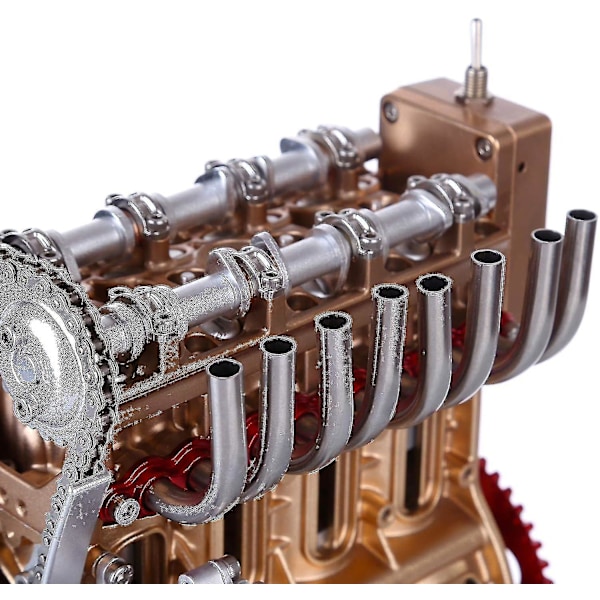 Cylinder Bilmotor Sæt, Mini Motor Model Mekanisk Samling Undervisningsmotor Legetøj til Børn og Voksne, Luksus Guld + Rød, (g02308llc17en)