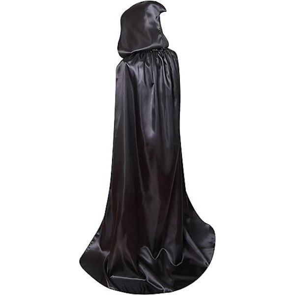 Svart elegant huva för vuxna, kostym för Halloween, karneval, jul, vampyr, pirat, storlek M
