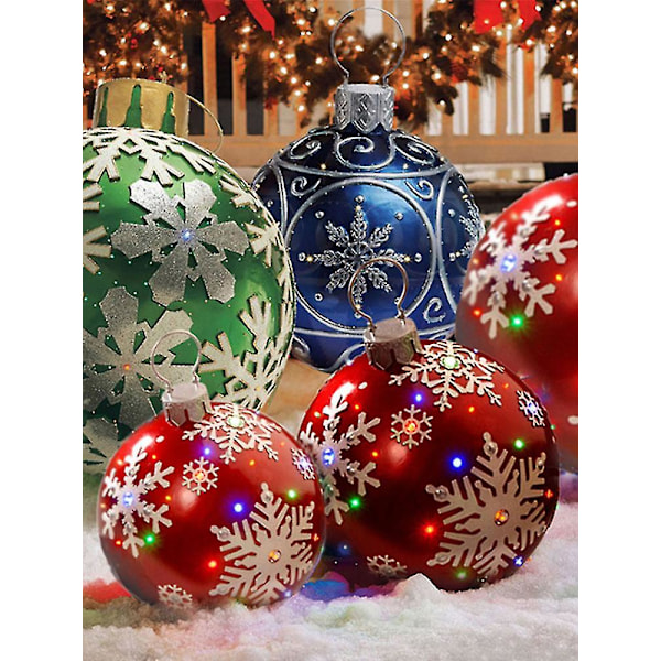 Ekstra store oppblåsbare julekuler i PVC, juledekorasjonskuler Red diamond grid