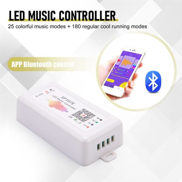SP107E Bluetooth Smart APP LED-kontroller WS2811/2812B Strip Light Dimming LED Music Controller