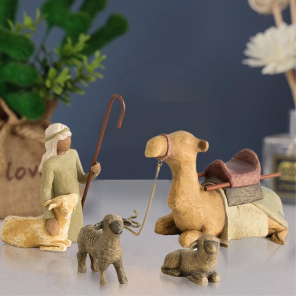 Willow Tree håndmalte skulpturerte figurer Nativity Sets Shepher