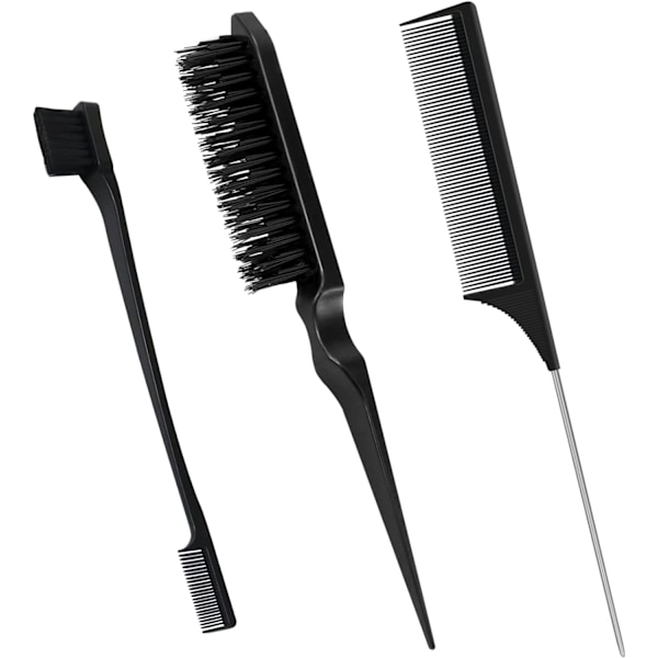 3-pack Slick Brush Set, Plastborste Hårborste Teasing Kam Edge Hårborste Teasing Set
