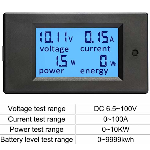 DC 6,5-100V 100A Strømmåler Digitalt Multimeter