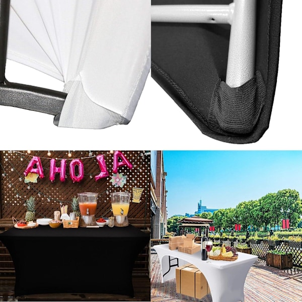 Stretchbara Duksar 180 cm för Rektangulära Bord med Öppen Bak, Anpassade Spandex Rektangulära Uteserveringsskydd, Bröllop, Fest, Kök Black