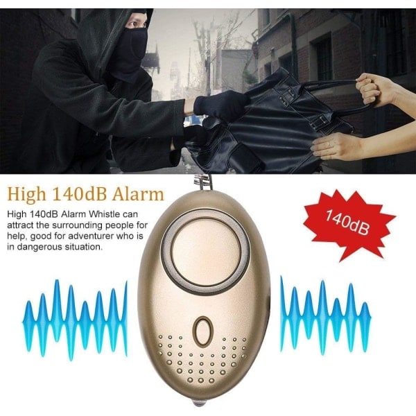 IC Security Sound Personal Alarm, Personlig sikkerhedsalarm nøglering med LED-lys, Nødalarm til kvinder, mænd
