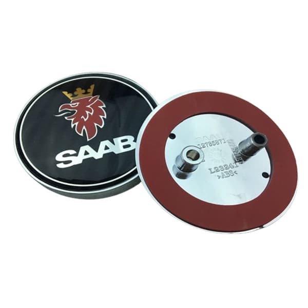 2 stk karbonfiber bil front hette logo bagasjeromsemblem for Saab 68mm