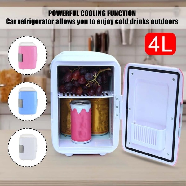 4L Mini Travel Cooler Auton Jääkaappi Kannettava Pakastin Lämmitin Jääkaappi Camping White