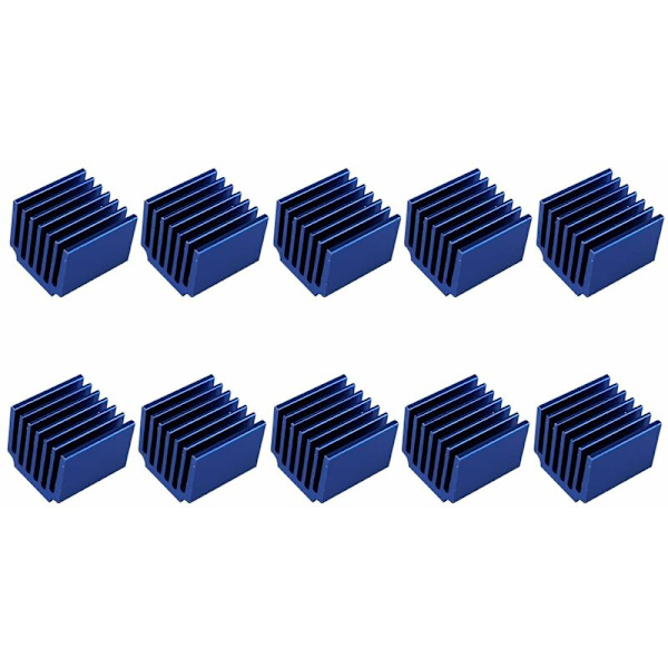 10 stk. 3D-printerdele Varmeafleder Driver Aluminium Varmeafleder til Raspberry Pi LV8729 A4988 DRV8825 TMC2208 TMC2100 TMC2130 Blå longziming
