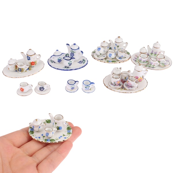 Sæt i miniature porcelæn bordservice køkken dukkehus te A3