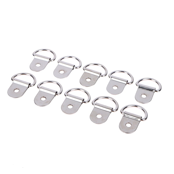 10 stk rustfritt stål D-formet slepekrok Tie Down Anchor Ring I Silver