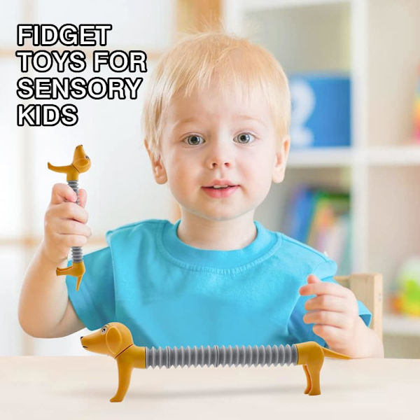 2 st Fidget Sensory Tubes Leks Hund Partypresenter Pop Tubes Fidget Leks