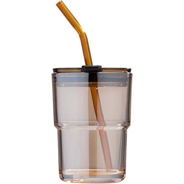 400 ml:n (13 oz) juomalasi, jääkahvikupit pillillä ja kannella, jotka on suljettu kuljetusta varten, lasinen kahvimuki, jääteekuppi, paksu seinämäinen eristelasi [qb]