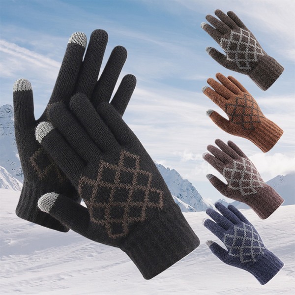 Vinter Touch Handskar Varma Stretch Stickade Vantar Hel Finger Black