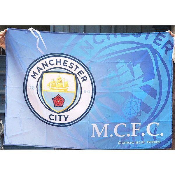 Fotballfans flagg Real Madrid Liverpool AC Milan fans flagg 1m flagg flaggstang dekorasjon flagg (Man City)