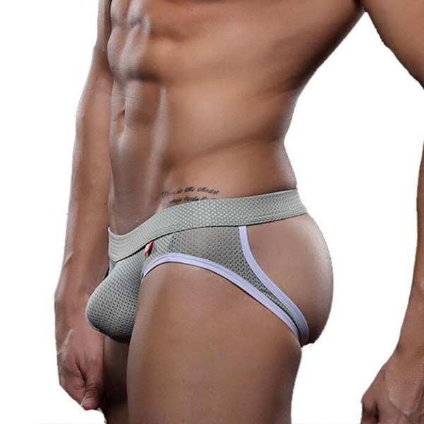 Stripete truse for menn med lav elastisk midje undertøy grå grey XL