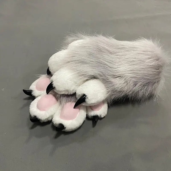 Søt plysj cosplay kostyme lodne farge dyr pote hansker katt jente hansker katt pote søt plysj pels kostyme ferdig produkt Gold