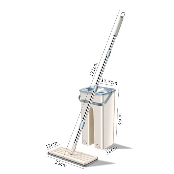 360° flad presse mikrofiber plader moppe spand sæt, 1 moppe sæt + 2 puder