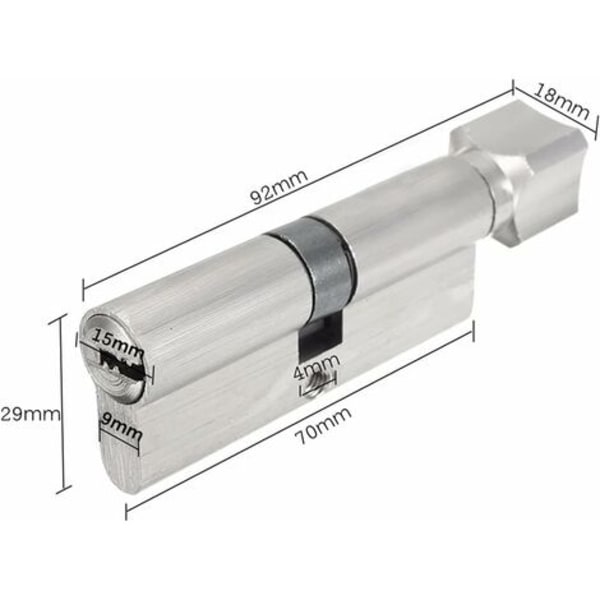 Cylinder 70mm*29mm Sikkerhedslåscylinder Hjemcylinderlås Knaplås Fordør Indgangsdør Låsecylinder Euro Låsprofil Cylinder, 2 stk