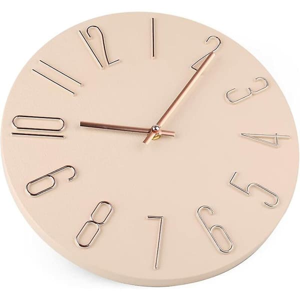 Klocka Modern Väggklocka 30cm Tyst Tickfri Batteridriven Träväggklockor - Beige