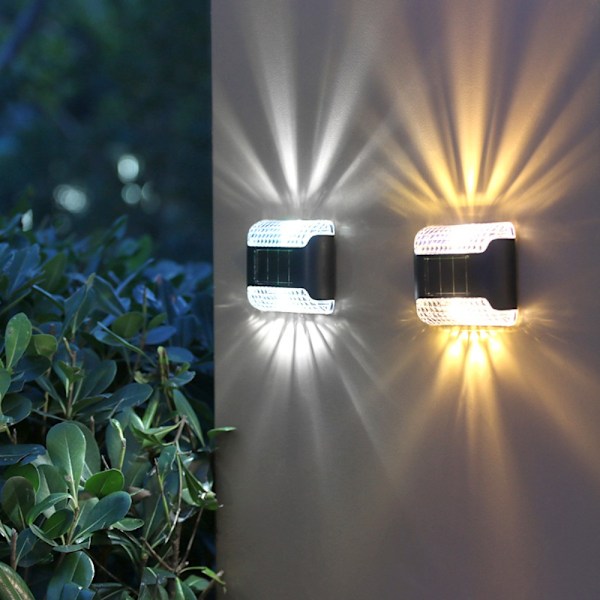 4 stk LED Solcelledrevne Lys Gjerde Solcellelampe 4 stk - VARM 4pcs-Warm Light 4pcs-Warm Light