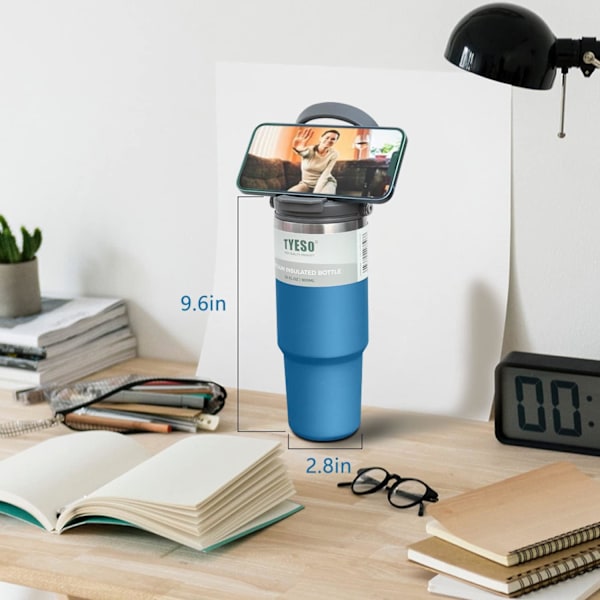 30 oz Termosmugg med 2-i-1-lock, Vakuumisolerad Vattenflaska med Handtag 1