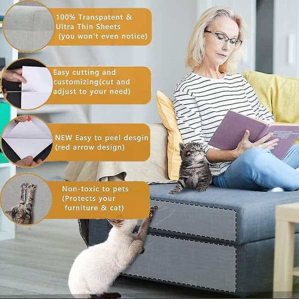 Pack Cat Scratch Protector Sofa 45cm x 20cm Klar Cat Scratch Protector Möbler Soffa Scratch Protector