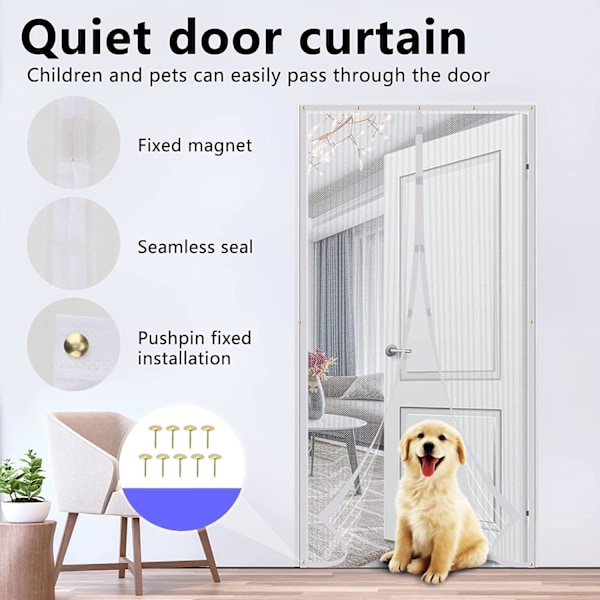 Magnetisk fluenet dør, insektnet altandør, fluenet, myggenet[qb] 85*220cm