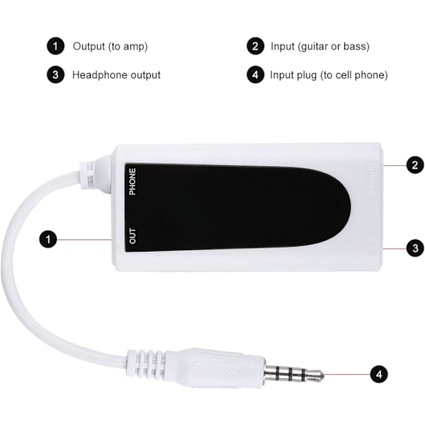 Flanger Fc 21 Irig2 Vit Flanger Fc 21 Elgitarr Bas till Mobiltelefon Anslutningskonverter Instrument Instrument Tillbehör