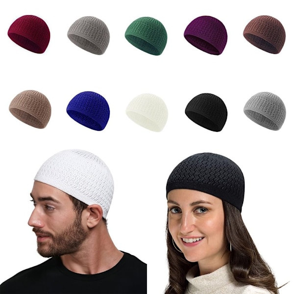 Muslimsk stickad mössa MÖRKRÖD DARK RED