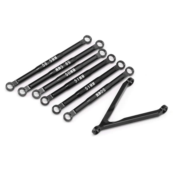 Aluminiumsstang-koblingsstang-sæt til ophængslinks til AXIAL SCX24 1/24 RC-bil, sort