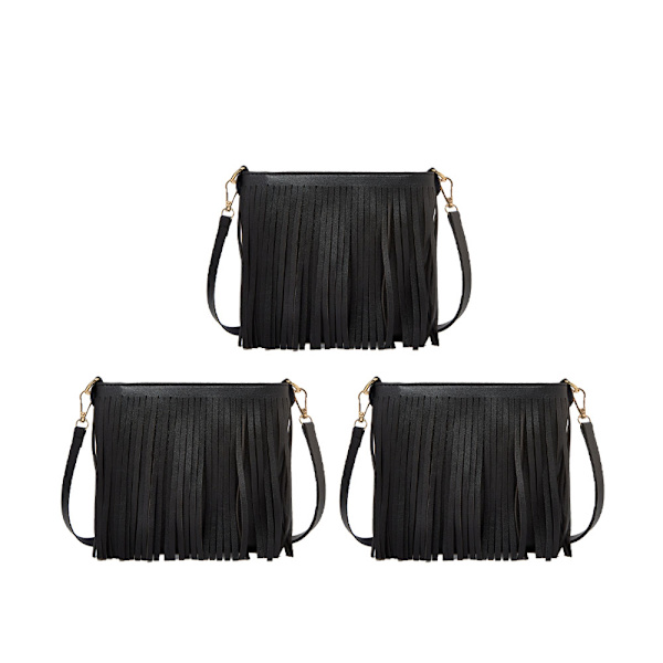 Damväska i Läder med Fransar, Crossbody, Plånbok för Dagligt Bruk