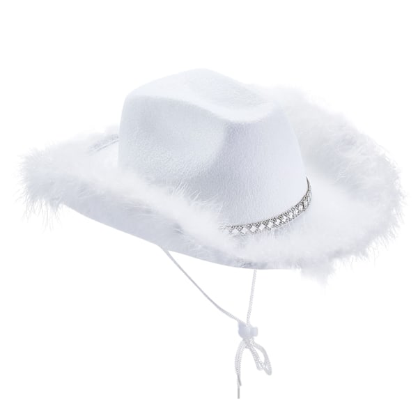 Dame Tiara Cowgirl Hat Western Party Hat Tilbehør Disco Kostyme Cowboy Hat Hvit white