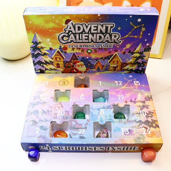 Jule-nedtællingskalender Blind Box, Krystal Ædelsten Julekalender til Børn B