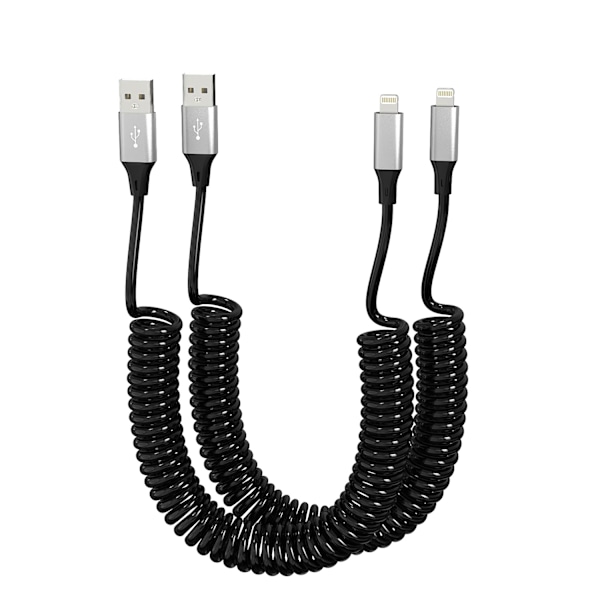 2 kpl kierrekaapeli iPhone Lightning autolaturi, yhteensopiva Apple CarPlayn kanssa, kierre-USB Lightning-kaapeli datan synkronoinnilla, lyhyt kierre [qb]