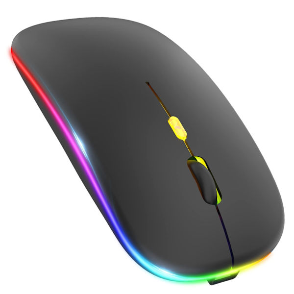 Uppgraderad trådlös LED PC-mus, laddningsbar tyst trådlös mus för bärbar dator med USB-mottagare, kompatibel med dator/PC/surfplatta