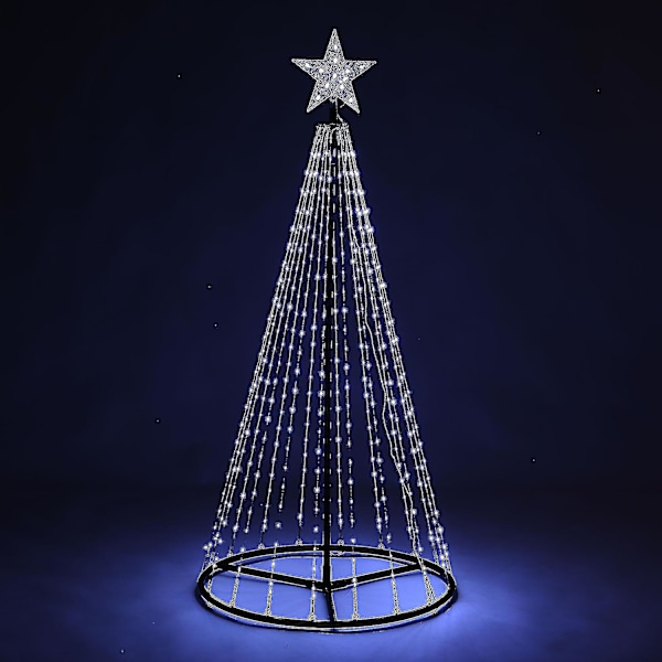 Julgran i kegleform med LED-lys, stjerne, julepynt, indendørs og udendørs gran Multi Colour Multi Colour 5FT