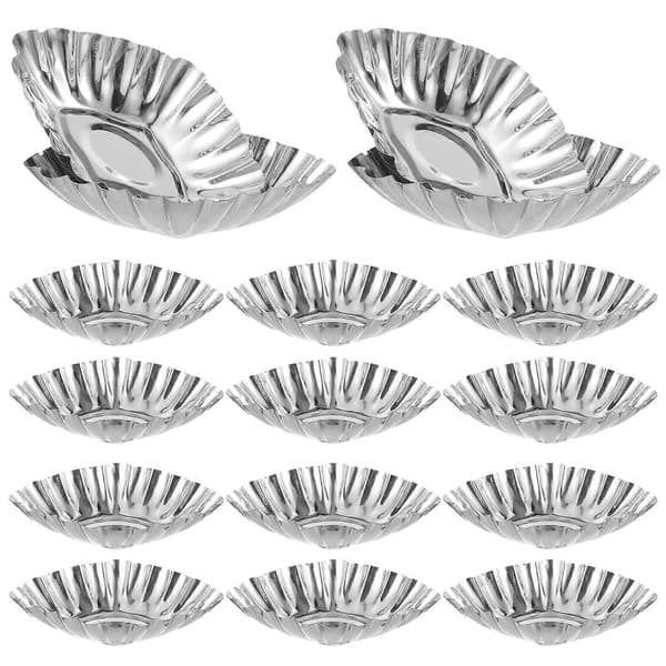 Bageforme i rustfrit stål til æggetærter og cupcakes, ideelle til gør-det-selv brug, sølv, 20 stk. Silver 8.8x6cm