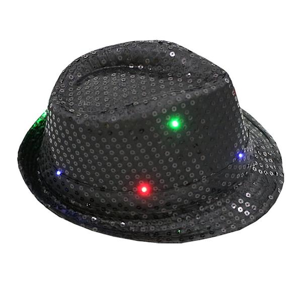 Blinkande ljus upp LED färgglada paljetter Unisex Maskerad Dansfest Hatt
