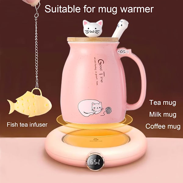 Kawaii Tekop med Infuser Sød Kat Tekop Keramik Kaffe Kop Tekop Sød Ting