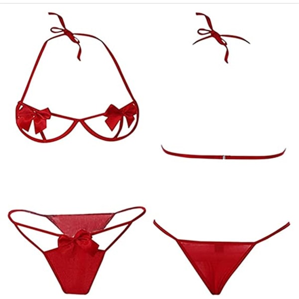 Kvinnors söta fluga cut-out bh och underkläder set (röd), sexig gör