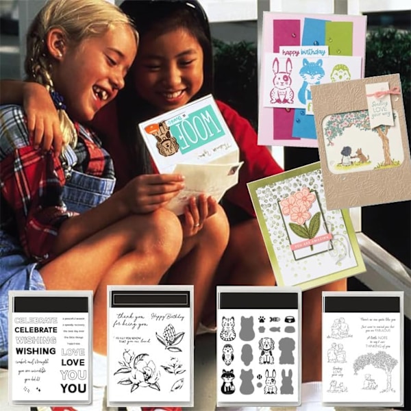 Stempel- og diesæt til kortfremstilling - Perfekt til DIY-scrapbooking, påske, mors dag-håndværk - 2024 nyeste kunstmaterialer P3